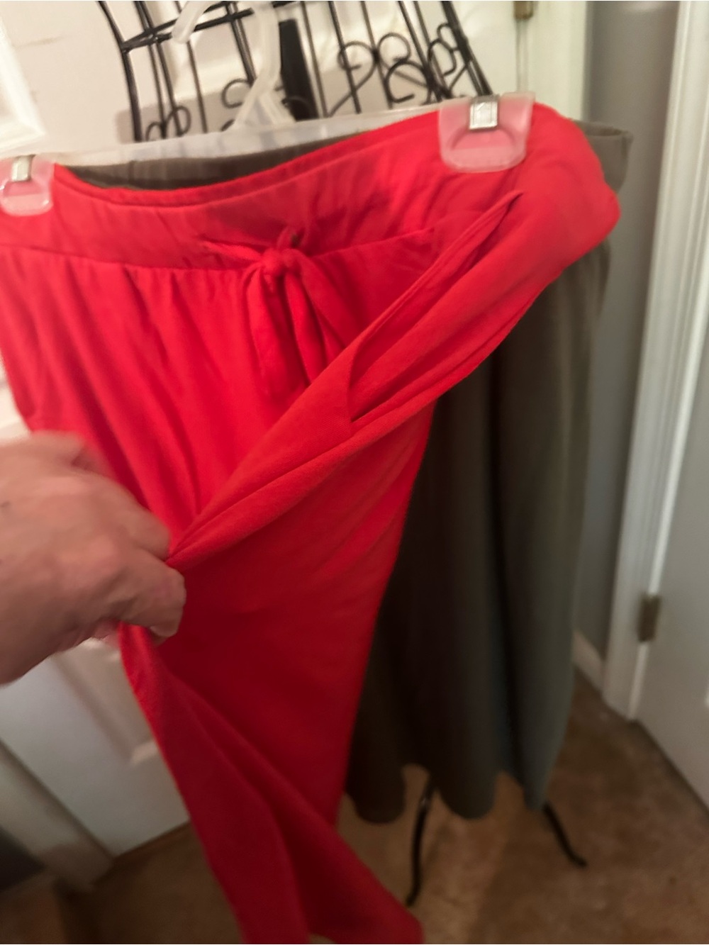 2 skirts Red and olive Drawstring Waist Maxi Skirt- both NWT